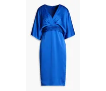 Pleated satin dress - Blue