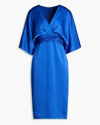 THEIA Pleated satin dress - Blue Blue