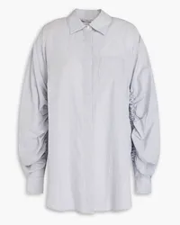 3.1 phillip lim Ruched striped cotton-poplin shirt - Blue Blue