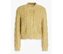 Tory Burch Mélange cable-knit cotton cardigan - Green Green