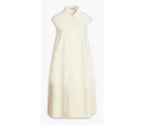 Conchiglia crepe-paneled cotton-poplin midi shirt dress - White