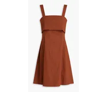 Slub linen-blend mini dress - Brown