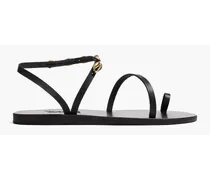 Aplie faux shell-embellished leather sandals - Black