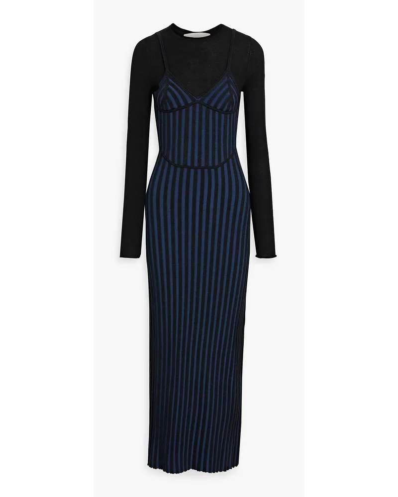 Dion Lee Layered ribbed wool-blend maxi dress - Black Black