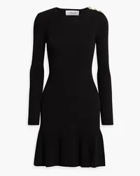 Derek Lam Fluted button-embellished cotton-blend mini dress - Black Black