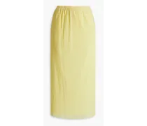 Plissé cotton-blend gauze midi skirt - Yellow