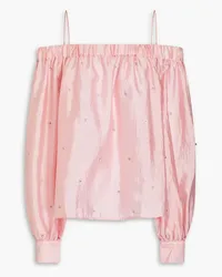 Stine Goya Cold-shoulder embellished taffeta top - Pink Pink