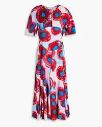 Marni Printed crepe midi dress - Red Red