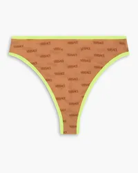 Versace Neon piped printed metallic stretch-mesh briefs - Yellow Yellow