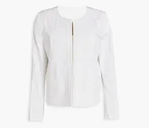 Embroidered cotton-blend twill jacket - White