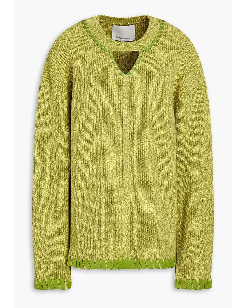 3.1 phillip lim Cutout ribbed cotton sweater - Green Green