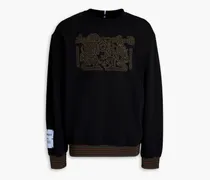 Embroidered French cotton-terry sweatshirt - Black