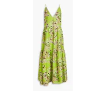 Printed cotton-poplin maxi dress - Green