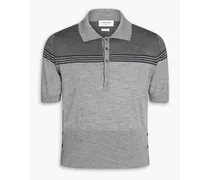 Wool-blend jacquard polo shirt - Gray