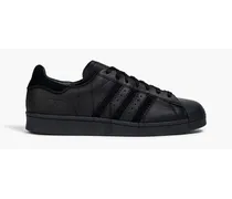Superstar embroidered leather sneakers - Black