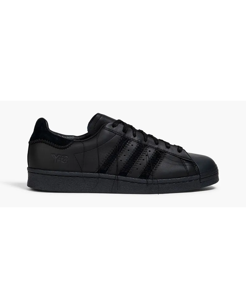 Y-3 Superstar embroidered leather sneakers - Black Black