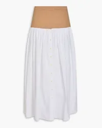 NAADAM Knit-paneled cotton-poplin maxi skirt - White White