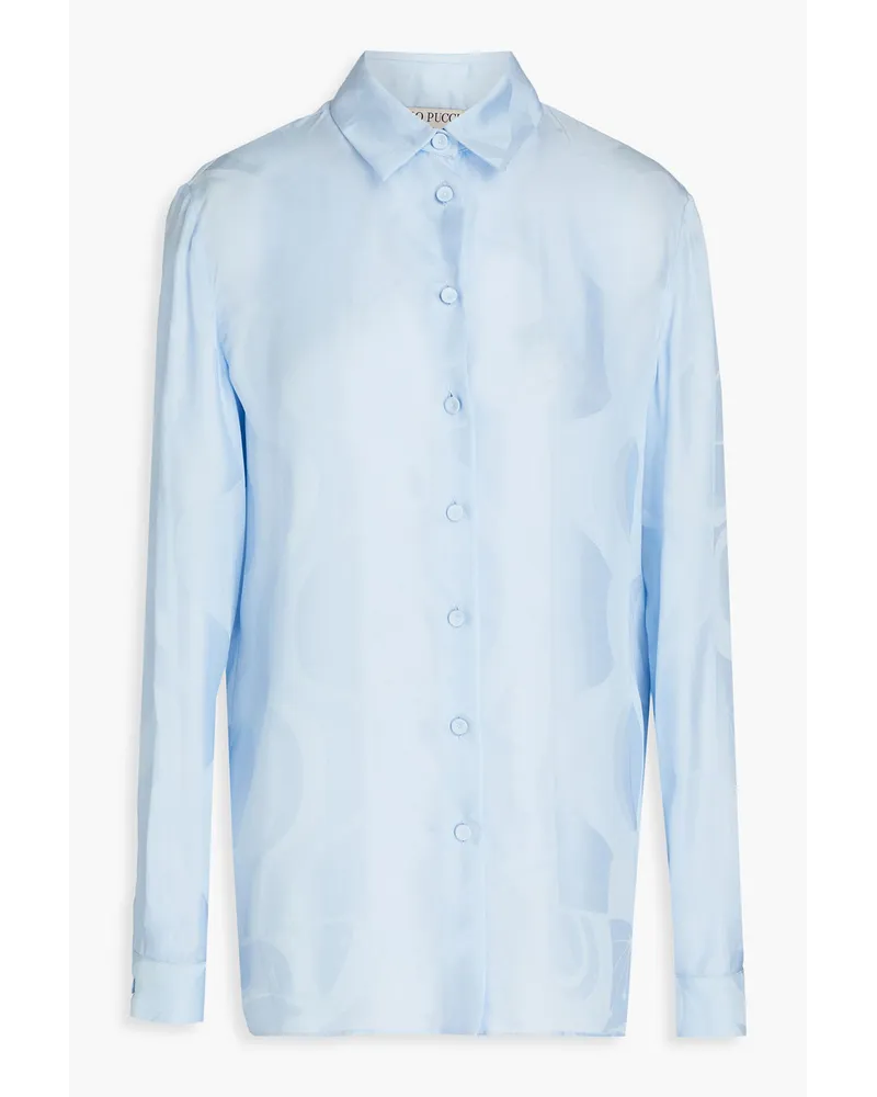 Satin-jacquard shirt - Blue