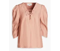 Brook lace-up twill top - Pink