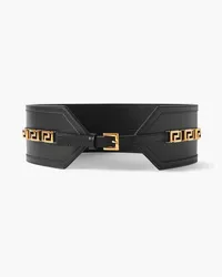 Versace Embellished leather waist belt - Black Black