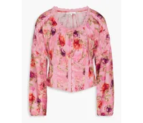Nayeem floral-print cotton-jacquard top - Pink