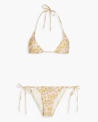 Lisa Marie Fernandez Pamela floral-print triangle bikini - Pink Pink