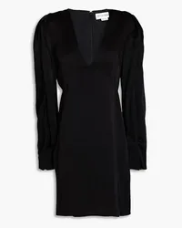 Victoria Beckham Pleated satin-crepe mini dress - Black Black