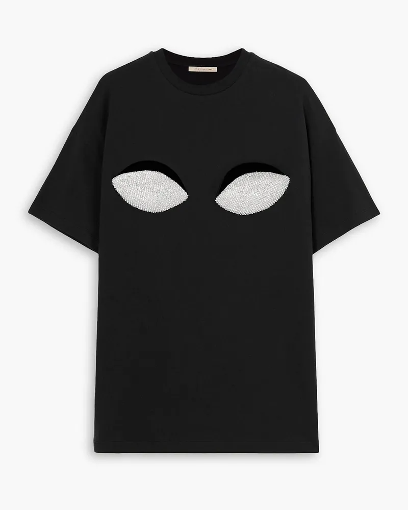 Christopher Kane Crystal-embellished cutout cotton-jersey T-shirt - Black Black