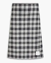 Thom Browne Checked wool and cotton-blend felt skirt - Gray Gray