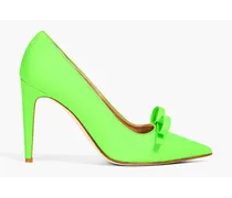 Bow-embellished neon faux leather pumps - Green