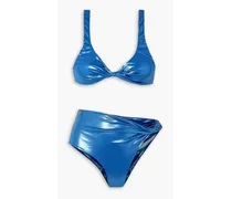Twisted metallic triangle bikini - Blue