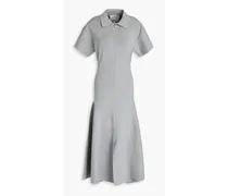 Ribbed-knit midi shirt dress - Gray