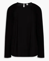 Totême Gathered wool-jersey top - Black Black