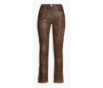 Le Sylvie coated leopard-print high-rise slim-leg jeans - Brown