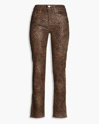 Frame Denim Le Sylvie coated leopard-print high-rise slim-leg jeans - Brown Brown