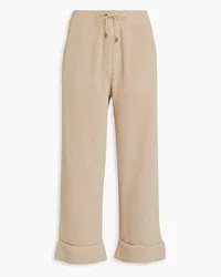 Brunello Cucinelli Cropped sequin-embellished cotton-blend straight-leg pants - Neutral Neutral