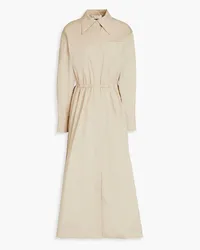 Tory Burch Gathered cotton-poplin midi shirt dress - Neutral Neutral