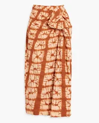 Ulla Johnson Ember ruffled tie-dyed cotton midi skirt - Brown Brown