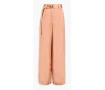Belted shantung wide-leg pants - Pink