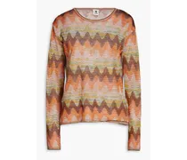 Crochet-knit sweater - Orange