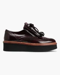 TOD'S Tasseled glossed-leather brogues - Burgundy Burgundy