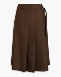 Officine Generale Calie pleated wool midi wrap skirt - Brown Brown