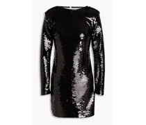 Sequined cotton and modal-blend jersey mini dress - Black