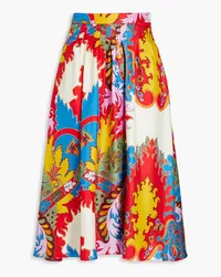 Etro Pleated paisley-print silk-twill midi skirt - Red Red