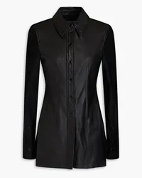 Alexander Wang Leather-paneled stretch-jersey shirt - Black Black