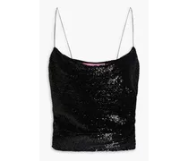 Lilburn cropped sequined tulle top - Black