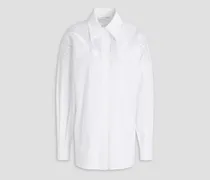Guipure lace-paneled cotton-poplin shirt - White