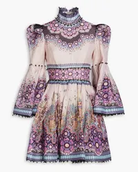 Zimmermann Printed linen and silk-blend mini dress - Purple Purple