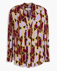 Diane von Furstenberg Sanorah pleated printed crepe blouse - Purple Purple