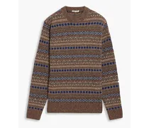 Fair Isle merino wool-blend sweater - Brown